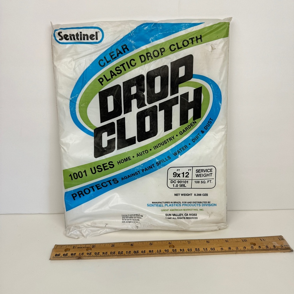Vtg 1987‎ Sentinel Clear Plastic Drop Cloth Orig Sealed Pkg Movie TV Prop READ